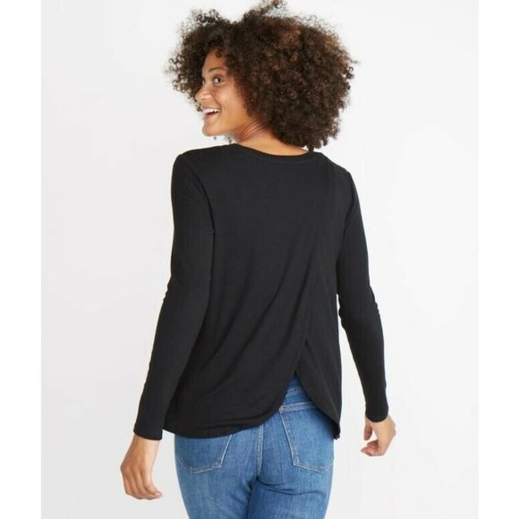 Marine Layer Black Ribbed Tinley Tulip Back Top - Picture 2 of 7